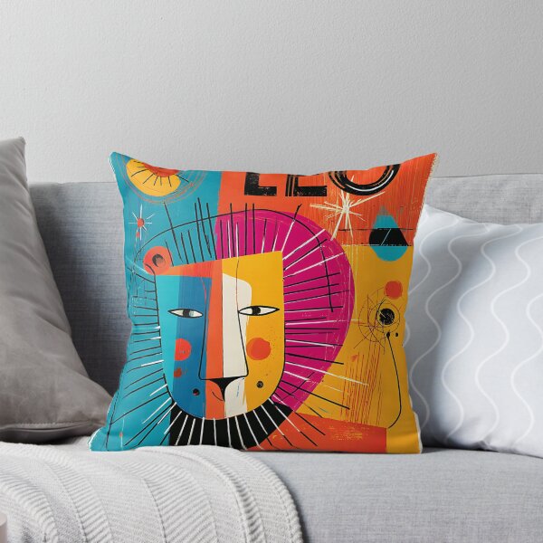 Item preview, Leo Crowned in Cosmic Fire Abstract Zodiac Lion Art with Bold Geometric Power and Radiant Energy designed and sold by OlfactoART Studio.