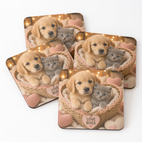 Item preview, Love Bugs Puppy and Kitten Portrait designed and sold by BagFactoryUK.