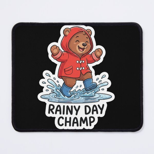 Item preview, Happy Bear in Raincoat Puddle Jumping designed and sold by Owcomm.