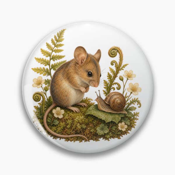 Item preview, Field Mouse and Garden Snail designed and sold by Freshloop Studio | Whimsical Vintage Art.