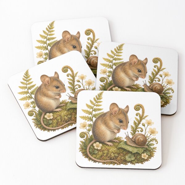 Item preview, Field Mouse and Garden Snail designed and sold by Whimsy Paw Studio | Cute Animal Art.