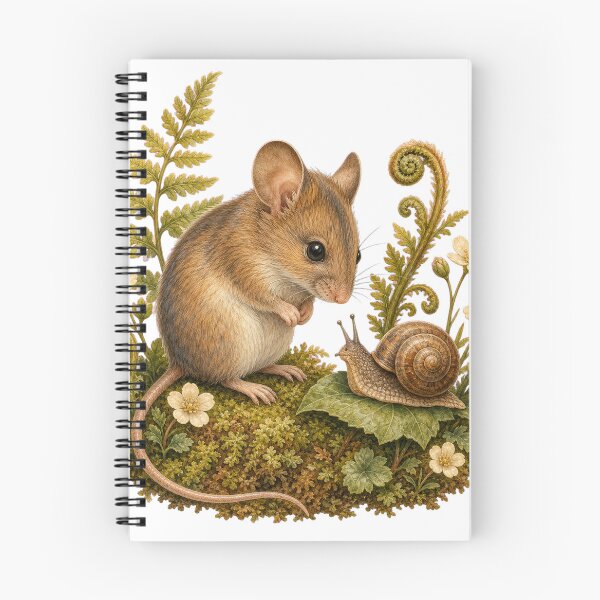 Item preview, Field Mouse and Garden Snail designed and sold by Freshloop Studio | Whimsical Vintage Art.