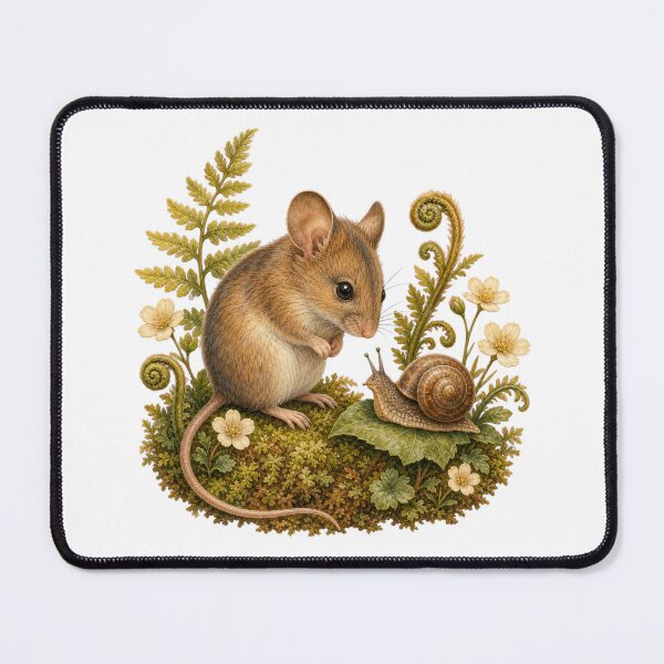 Item preview, Field Mouse and Garden Snail designed and sold by Whimsy Paw Studio | Cute Animal Art.