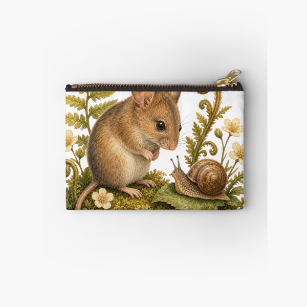 Item preview, Field Mouse and Garden Snail designed and sold by Whimsy Paw Studio | Cute Animal Art.