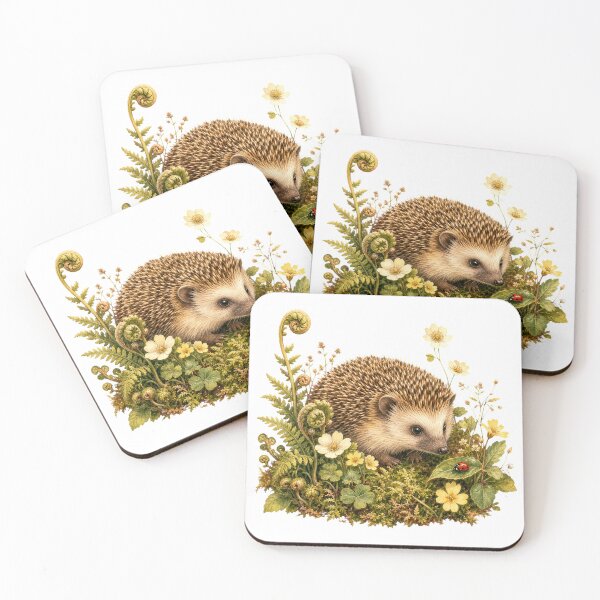 Item preview, Little Hedgehog and Ladybird designed and sold by Freshloop Studio | Whimsical Vintage Art.