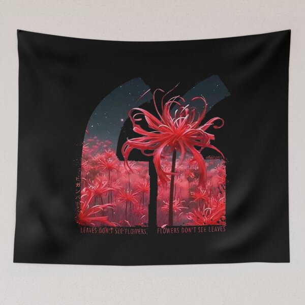 Item preview, Red spider lily in Vaporwave anime quote aesthetic designed and sold by Otakuniverse.