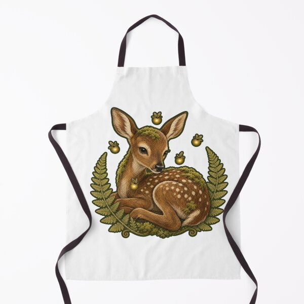Item preview, Mossy Fawn with Fireflies – Whimsical Forest Art designed and sold by Whimsy Paw Studio | Cute Animal Art.