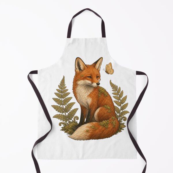 Item preview, Mossy Fox with Butterfly – Whimsical Forest Art designed and sold by Whimsy Paw Studio | Cute Animal Art.