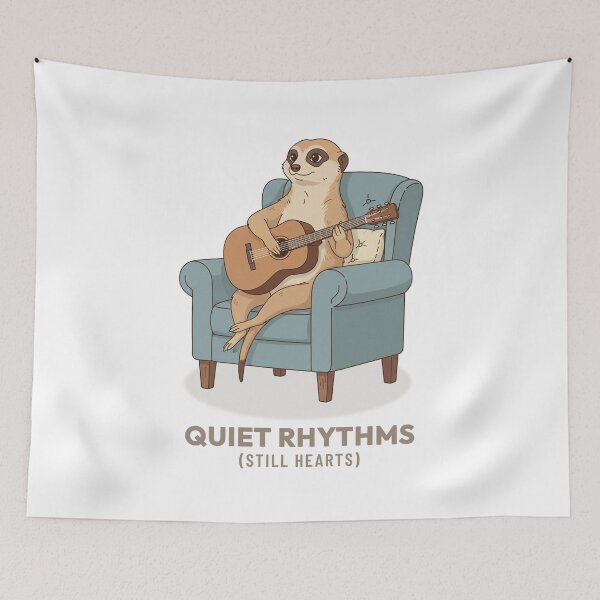 Item preview, Meerkat Playing Guitar Acoustic Vintage Aesthetic designed and sold by Cozy Vintage Animal.