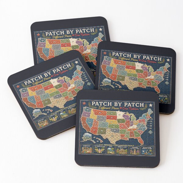 Item preview, ✂️ STITCHED TOGETHER COLLECTION ✂️- ❤️ - Patch by Patch - Quilt squares showing U.S. silhouette with full inclusion of all states, protectorates and Washington DC designed and sold by WheelieGdArt.