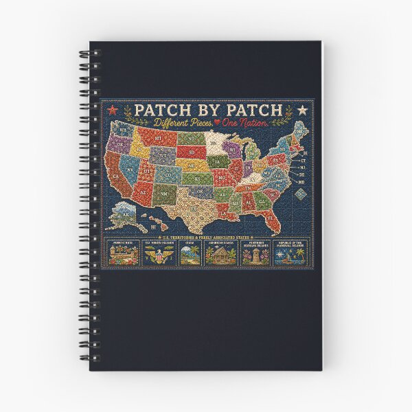 Item preview, ✂️ STITCHED TOGETHER COLLECTION ✂️- ❤️ - Patch by Patch - Quilt squares showing U.S. silhouette with full inclusion of all states, protectorates and Washington DC designed and sold by WheelieGdArt.