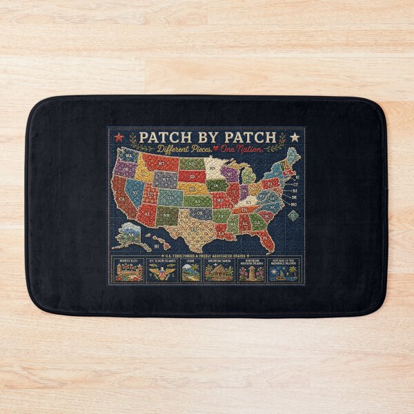 Item preview, ✂️ STITCHED TOGETHER COLLECTION ✂️- ❤️ - Patch by Patch - Quilt squares showing U.S. silhouette with full inclusion of all states, protectorates and Washington DC designed and sold by WheelieGdArt.