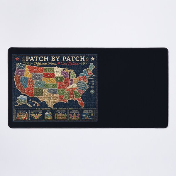 Item preview, ✂️ STITCHED TOGETHER COLLECTION ✂️- ❤️ - Patch by Patch - Quilt squares showing U.S. silhouette with full inclusion of all states, protectorates and Washington DC designed and sold by WheelieGdArt.