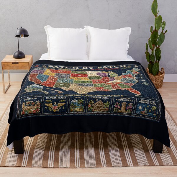 Item preview, ✂️ STITCHED TOGETHER COLLECTION ✂️- ❤️ - Patch by Patch - Quilt squares showing U.S. silhouette with full inclusion of all states, protectorates and Washington DC designed and sold by WheelieGdArt.
