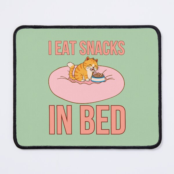 Item preview, I eat snacks in bed, ginger cat snacking in bed designed and sold by BritishDelights.