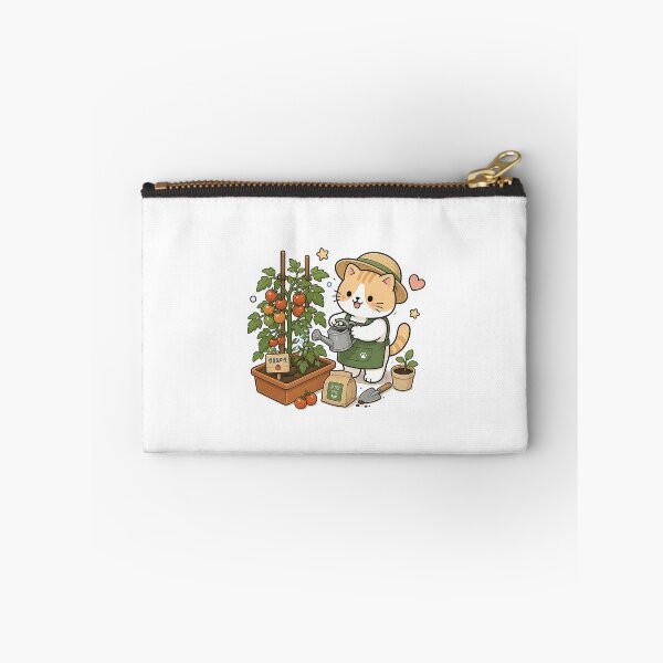 Item preview, Cute Gardening Cat Kawaii Cherry Tomato Ginger Kitty Illustration designed and sold by NoopnyangStudio.