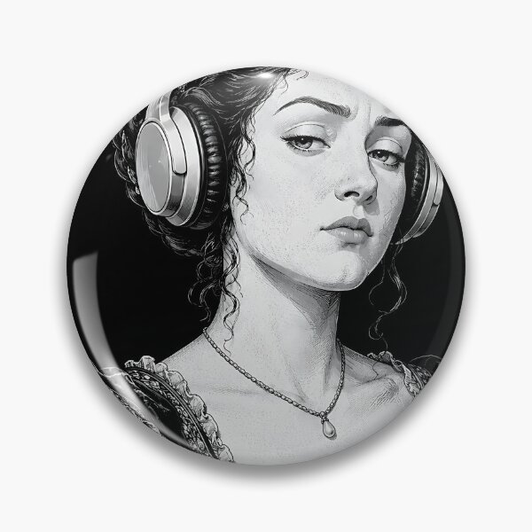 Item preview, Renaissance Woman Wearing Headphones Portrait designed and sold by JasKei-Designs.