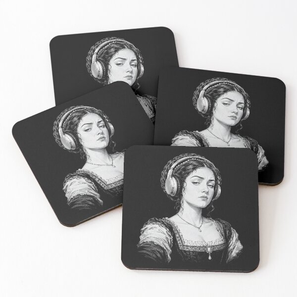 Item preview, Renaissance Woman Wearing Headphones Portrait designed and sold by JasKei-Designs.