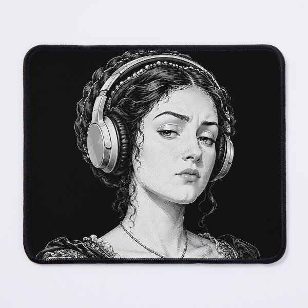 Item preview, Renaissance Woman Wearing Headphones Portrait designed and sold by JasKei-Designs.