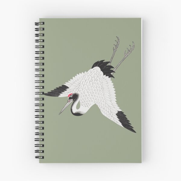 Item preview, Japanese Animal Art - Crane - Modern Ukiyo-e - Japandi, Sage Green designed and sold by Black Swallow.