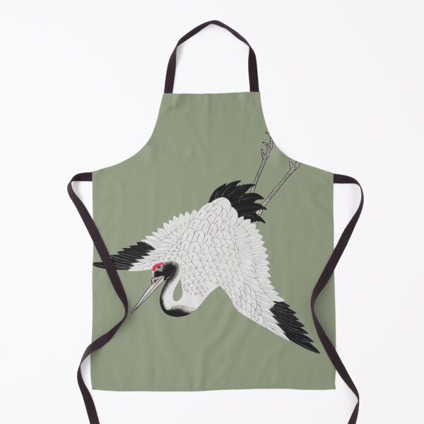 Item preview, Japanese Animal Art - Crane - Modern Ukiyo-e - Japandi, Sage Green designed and sold by Black Swallow.