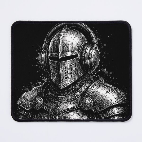 Item preview, Medieval Knight Wearing Headphones Portrait designed and sold by JasKei-Designs.