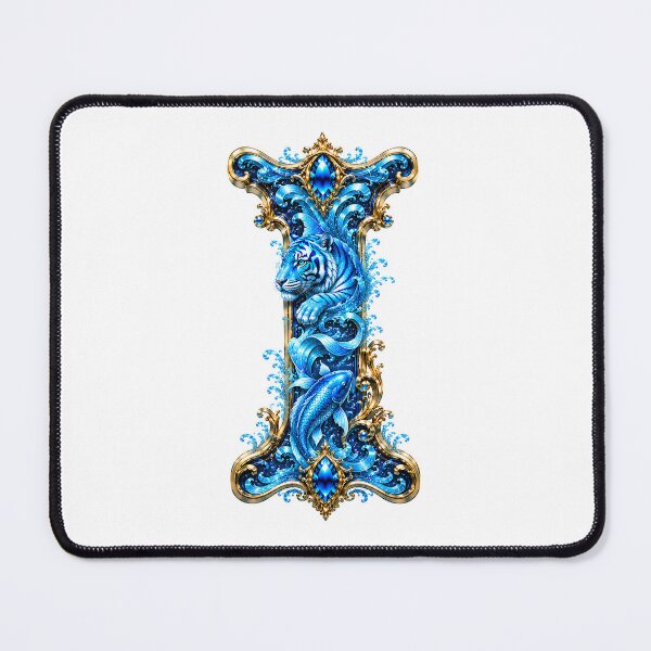 Item preview, Aqua Zodiac Guardian White Tiger-Pisces Letter I designed and sold by BlissBlvdShop.