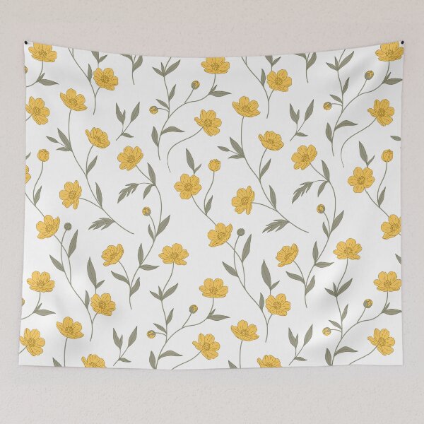 Item preview, Yellow Wildflower Seamless Pattern Print designed and sold by NuvoraNest.