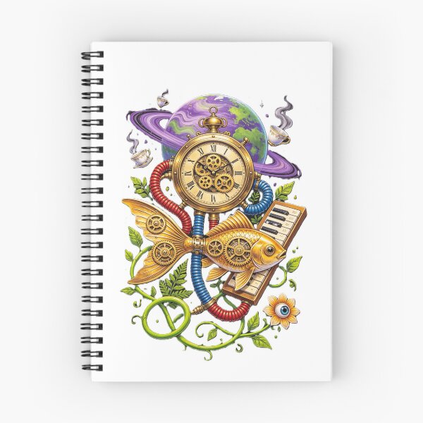 Item preview, Cosmic Steampunk Time Machine - Surreal Mechanical Fish Art designed and sold by Chaos world.