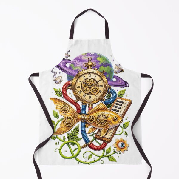 Item preview, Cosmic Steampunk Time Machine - Surreal Mechanical Fish Art designed and sold by Chaos world.