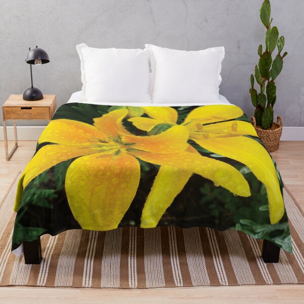 Item preview, Beautiful Bloom Yellow Spring Lilies in the Rain Photo designed and sold by Here's To Endless Possibilities.