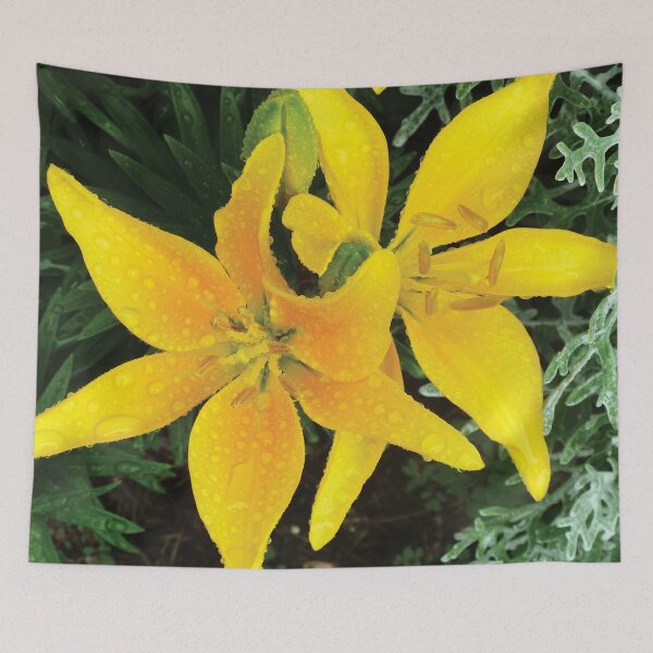 Item preview, Beautiful Bloom Yellow Spring Lilies in the Rain Photo designed and sold by Here's To Endless Possibilities.