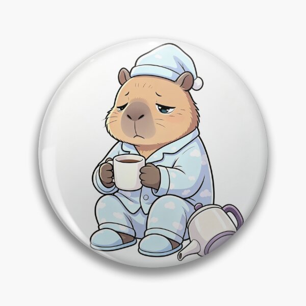Item preview, Capybara in Pajamas - Cute Sleepy Coffee Lover Art designed and sold by ZINO WORLD.