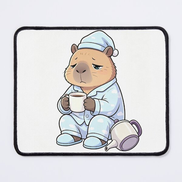 Item preview, Capybara in Pajamas - Cute Sleepy Coffee Lover Art designed and sold by ZINO WORLD.