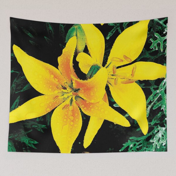 Item preview, Beautiful Bloom Yellow Spring Lilies in the Rain Water Color designed and sold by Here's To Endless Possibilities.