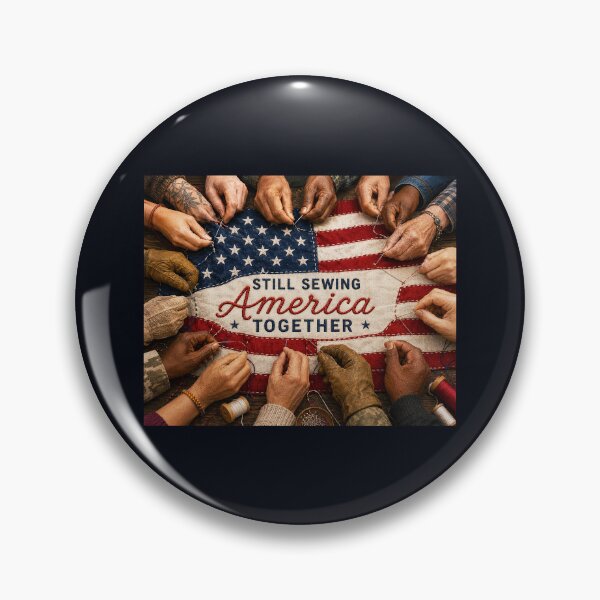 Item preview, ✂️ STITCHED TOGETHER COLLECTION ✂️- ❤️ - Still Sewing America Together - Diverse hands stitching a flag v1 designed and sold by WheelieGdArt.
