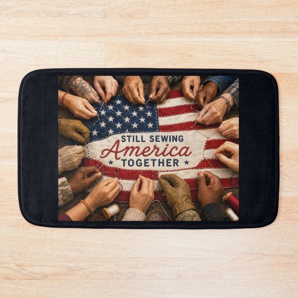 Item preview, ✂️ STITCHED TOGETHER COLLECTION ✂️- ❤️ - Still Sewing America Together - Diverse hands stitching a flag v1 designed and sold by WheelieGdArt.