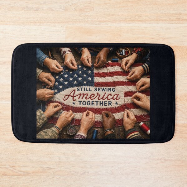 Item preview, ✂️ STITCHED TOGETHER COLLECTION ✂️- ❤️ - Still Sewing America Together - Diverse hands stitching a flag v2 designed and sold by WheelieGdArt.