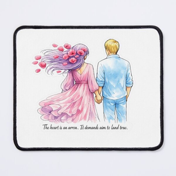 Item preview, Couple hand in hand in pink and blue with peonies in her hair designed and sold by wallartofmio.