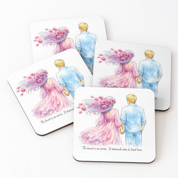 Item preview, Couple hand in hand in pink and blue with peonies in her hair  designed and sold by wallartofmio.