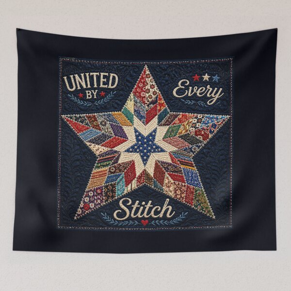 Item preview, ✂️ STITCHED TOGETHER COLLECTION ✂️- ❤️ - United by Every Stitch - Star quilt inspired by American folk quilting designed and sold by WheelieGdArt.