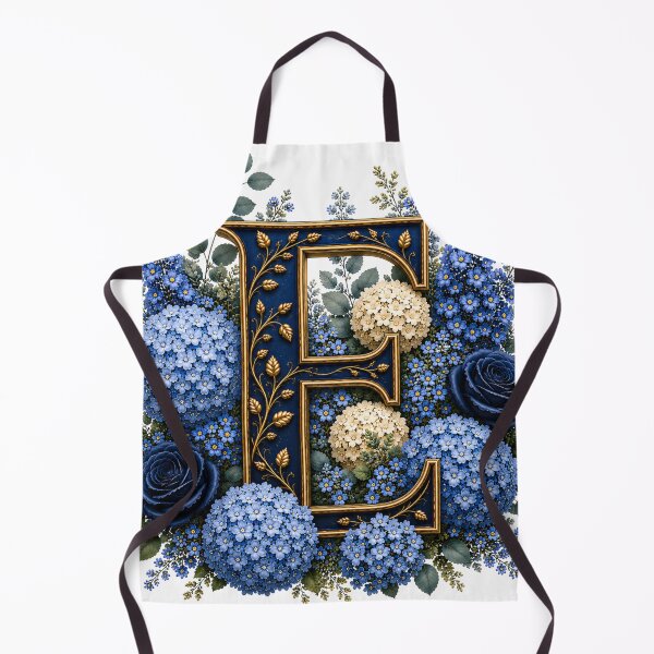 Item preview, Elegant Letter E Monogram with Blue Hydrangeas & Gold Botanical Design | Luxury Floral Initial Art designed and sold by MoodLay.