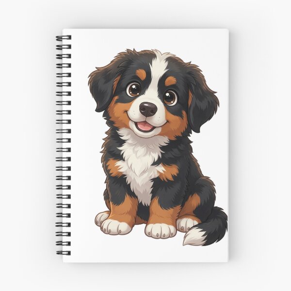 Aperçu de l'œuvre Adorable chiot Bouvier Bernois – Chien de dessin animé craquant créée et vendue par Inkyaccessories.