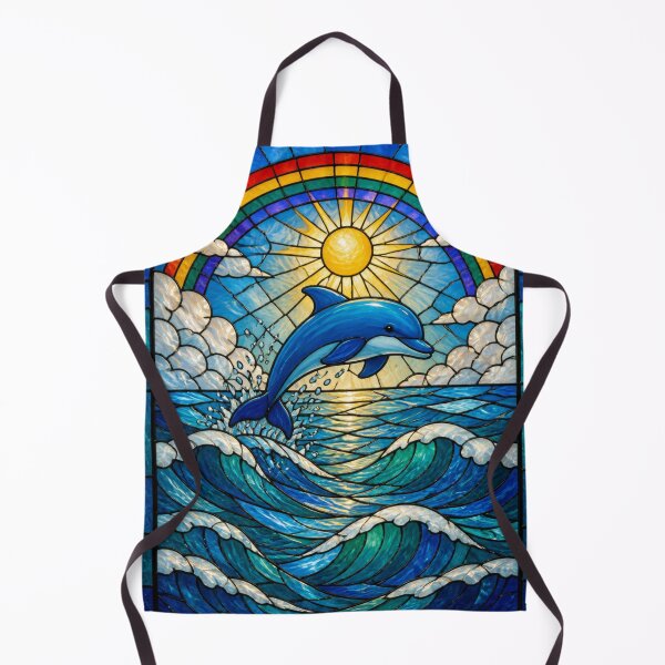 Item preview, The Blue Dolphin Stained Glass Ocean Life Sun Rainbow and Waves designed and sold by Ciervo Primavera.