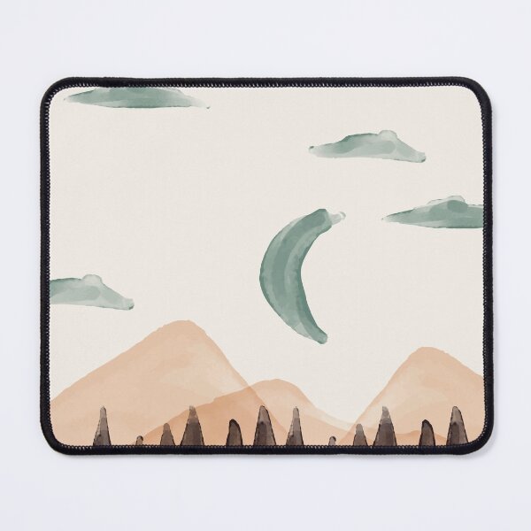 Item preview, Watercolor Mountain Forest Crescent Moon Night Scene designed and sold by 555Design.