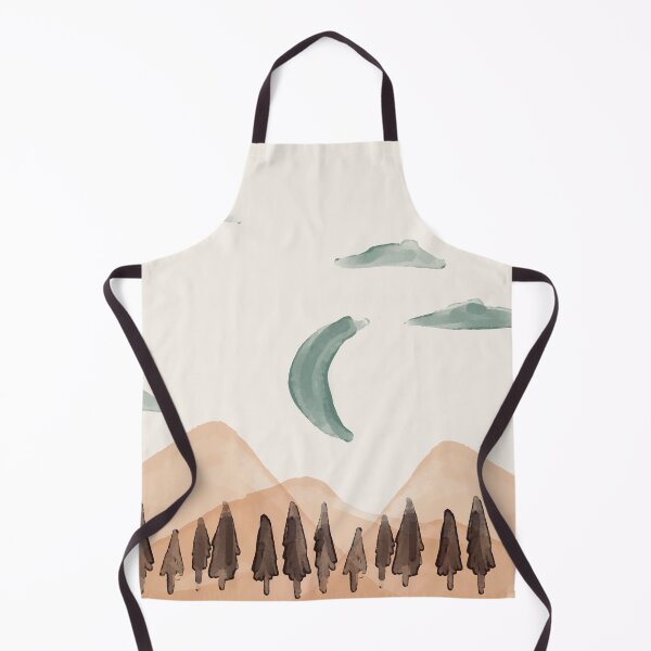 Item preview, Watercolor Mountain Forest Crescent Moon Night Scene designed and sold by 555Design.