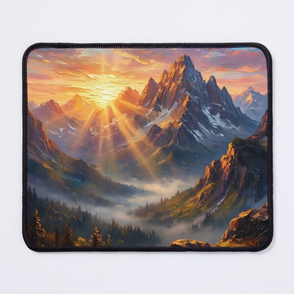 Item preview, Majestic Sunrise Peaks: Textured Mountain Valley Art designed and sold by MoonwoodStudio.