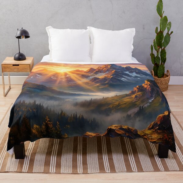 Item preview, Majestic Sunrise Peaks: Textured Mountain Valley Art designed and sold by MoonwoodStudio.