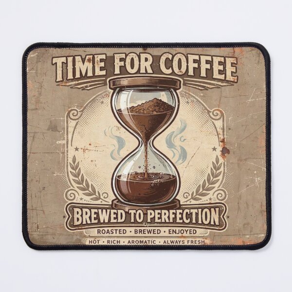 Item preview, Time For Coffee Brewed To Perfection - Vintage Hourglass Coffee Lover Retro Sign designed and sold by ExpressoJungle.