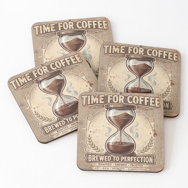 Item preview, Time For Coffee Brewed To Perfection - Vintage Hourglass Coffee Lover Retro Sign designed and sold by ExpressoJungle.